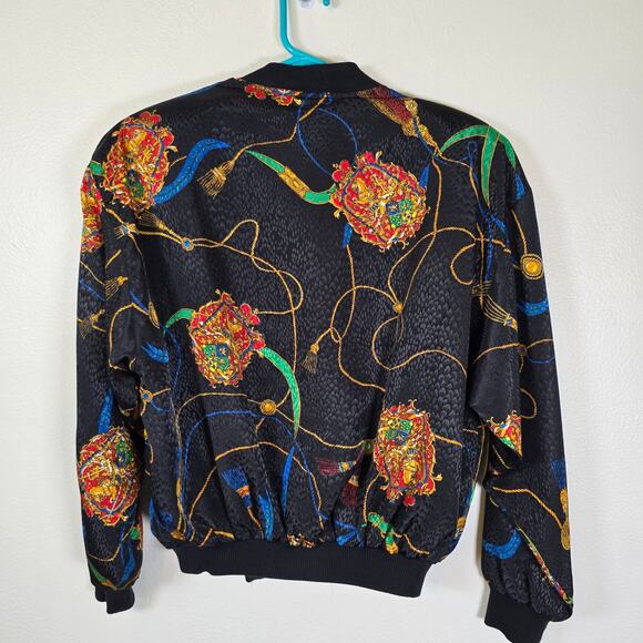 Erena by Irene Koewig Vintage 90s Track Jacket Women's S Black Crest Old Money - Picture 2 of 8